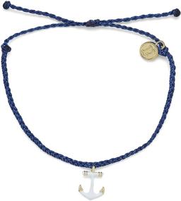 img 1 attached to Waterproof Adjustable Band Bracelet - Pura Vida Gold/Silver Anchors Away