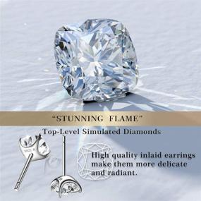 img 1 attached to 💎 18K White Gold Plated 925 Sterling Silver Cubic Zirconia Simulated Diamond Stud Earrings for Women, Men, and Girls - Exquisite "STUNNING FLAME