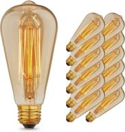 🌟 [12 pack] dimmable vintage edison bulbs with squirrel cage filament, 60w e26/e27 st64 tear drop antique light, golden finish industrial design amber warm 120v logo