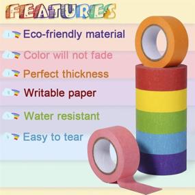 img 2 attached to 🌈 Rainbow Colored Masking Tape Set - Decorative Arts Painters Tape for Kids Crafts, DIY Labeling, Coding, School Projects - 7 Rolls, 1 Inch x 42.6ft