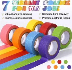 img 3 attached to 🌈 Rainbow Colored Masking Tape Set - Decorative Arts Painters Tape for Kids Crafts, DIY Labeling, Coding, School Projects - 7 Rolls, 1 Inch x 42.6ft