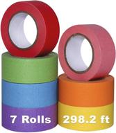 🌈 rainbow colored masking tape set - decorative arts painters tape for kids crafts, diy labeling, coding, school projects - 7 rolls, 1 inch x 42.6ft logo
