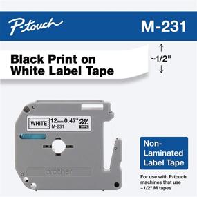 img 3 attached to 🖨️ Brother Genuine P-touch M-231 Tape: 1/2" Black on White Standard P-touch Tape for Indoor Use - Water Resistant, 26.2 Feet (8M) - Single-Pack