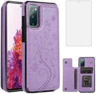 📱 seo-optimized phone case for samsung galaxy s20 fe 5g/s20 fan edition | tempered glass screen protector | card holder wallet cover stand flip leather | cell accessories | glaxay s20fe s 20fe fecases 2020 | women | purple logo