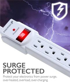 img 1 attached to 🔌 Fosmon Surge Protector Power Strip (2 Pack), Flat Plug, 4-Outlet Splitter Extender - 1875W, 490J, 3Ft Cord, Wall Mount, ETL Listed - Ideal for Office, Dorm, Home