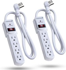 img 3 attached to 🔌 Fosmon Surge Protector Power Strip (2 Pack), Flat Plug, 4-Outlet Splitter Extender - 1875W, 490J, 3Ft Cord, Wall Mount, ETL Listed - Ideal for Office, Dorm, Home