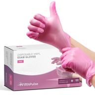 ✋ pink vinyl disposable gloves medium 100 pack - latex-free, powder-free exam gloves - surgical, home, cleaning, food gloves - 3 mil thickness - enhanced seo logo