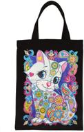 🐱 pet cat pattern diy diamond painting tote bag: cross stitch art kit for beginners logo