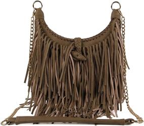 img 3 attached to 👜 Chic Fringed Leather Shoulder Handbags & Wallets for Women by LUI SUI