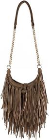 img 4 attached to 👜 Chic Fringed Leather Shoulder Handbags & Wallets for Women by LUI SUI