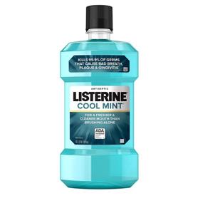 img 4 attached to 🌿 Listerine Cool Mint Antiseptic Mouthwash - Kills 99% of Germs Causing Bad Breath - Plaque and Gingivitis Defense - Cool Mint Flavor - 1 L