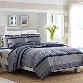 img 4 attached to 🛏️ Nautica Home Adleson Collection: Reversible 100% Cotton Quilt Bedspread - Lightweight, Pre-Washed for Extra Comfort, Easy Care Twin Size - Blue/Grey