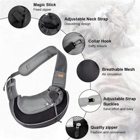 img 2 attached to Cuby Pet Dog Sling Carrier for Small Dogs Cats - Drawstring, Zipper & 🐶 Special Security Hook - Enhanced Safety - Breathable Mesh Travel Sling Carrier with Adjustable Strap