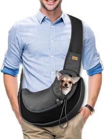 img 4 attached to Cuby Pet Dog Sling Carrier for Small Dogs Cats - Drawstring, Zipper & 🐶 Special Security Hook - Enhanced Safety - Breathable Mesh Travel Sling Carrier with Adjustable Strap