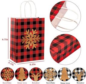 img 2 attached to 🎁 Whaline 24pcs Christmas Gift Bags | Red Black Buffalo Plaid Kraft Paper Bag | Snowflake Reindeer Xmas Tree Candy Treat Bags | Reusable Grocery Goodie Bags for Party Favor | 6 Design + Tissue Paper