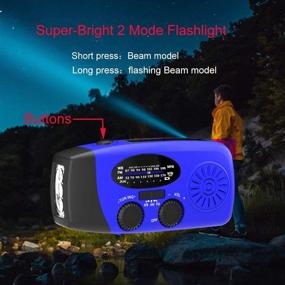 img 1 attached to 📻 2021 Upgraded Tiemahun Solar Emergency Hand Crank Self Powered AM FM NOAA Weather Radio with LED Flashlight, 2000mAh Power Bank Battery Display (Blue+)