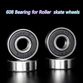 img 2 attached to 🌟 Luminous Light Up Outdoor Roller Skate Wheels with Bearings - 4 Pack, Perfect for Double Row Skating and Skateboarding - 32mm x 58mm