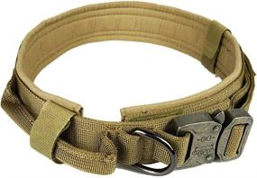 img 4 attached to 🐾 Premium Tactical Dog Collar for Medium to Extra Large Dogs - Durable Nylon, Metal Buckle, and Handle for Effective Training