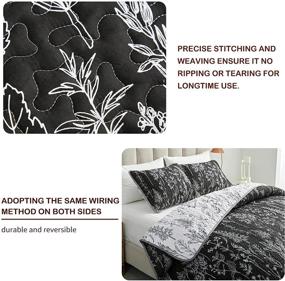 img 1 attached to 🌺 Joyreap King Quilt Set - Black and White Reversible Botanical Design - Smooth Soft Microfiber - All Season Bedspread and Bed Cover - Includes 1 Quilt and 2 Pillow Shams - 102x90 inches