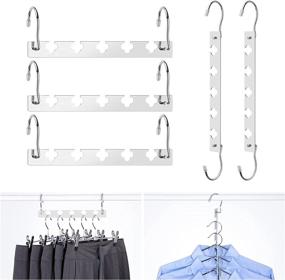 img 4 attached to IEOKE Space Saving Hangers: 5 Pack Metal Hooks Magic Hanger Closet Clothes Organizer for Efficient Wardrobe Organization & Small Closet Optimization