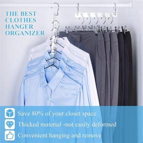 img 3 attached to IEOKE Space Saving Hangers: 5 Pack Metal Hooks Magic Hanger Closet Clothes Organizer for Efficient Wardrobe Organization & Small Closet Optimization