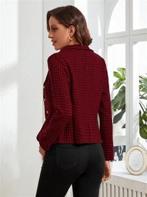 img 3 attached to 👚 SheIn Houndstooth Sleeve Double-Breasted Women's Clothing: Blazers and Suits