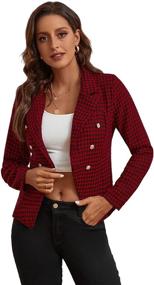img 4 attached to 👚 SheIn Houndstooth Sleeve Double-Breasted Women's Clothing: Blazers and Suits