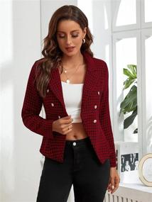 img 2 attached to 👚 SheIn Houndstooth Sleeve Double-Breasted Women's Clothing: Blazers and Suits