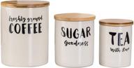 ☕ stylish hasense porcelain coffee sugar canisters set - airtight food storage jars for kitchen with 3 containers for tea, sugar, and ground coffee – white ceramic containers for kitchen counter логотип