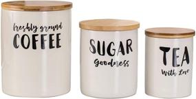 img 4 attached to ☕ Stylish Hasense Porcelain Coffee Sugar Canisters Set - Airtight Food Storage Jars for Kitchen with 3 Containers for Tea, Sugar, and Ground Coffee – White Ceramic Containers for Kitchen Counter