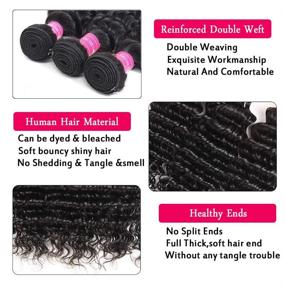 img 1 attached to 👩 JOSUA Hair 9A Brazilian Deep Wave Bundle: 100% Волосы "Virgin Human Hair" с Закрытием из Кружева 4х4 - Натуральный Цвет (12 14 16+10)