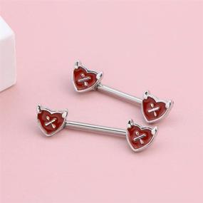 img 1 attached to OUFER Stainless Nipplerings Barbells Piercing Women's Jewelry