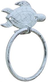 img 1 attached to 🐢 Sea Turtle Beach Decor Towel Holder - Hampton Nautical 7 Inch Whitewashed Cast Iron