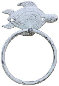 img 4 attached to 🐢 Sea Turtle Beach Decor Towel Holder - Hampton Nautical 7 Inch Whitewashed Cast Iron