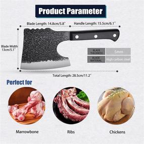 img 2 attached to Тяжелый мясной топор-долото для костей с 🔪 углеродистой сталью клинка - универсальный инструмент для мясника на кухне и на открытом воздухе, черный