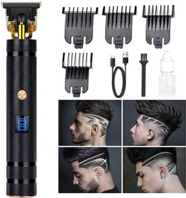 img 4 attached to 💈 Cordless Rechargeable Hair Clippers Trimmer for Men with LCD Display - Professional Barbershop Grooming Kit for Beard Shaving (Black)