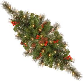 img 4 attached to National Tree Company Crestwood Spruce 30 Inch Artificial Christmas Centerpiece with Flocked Mixed Decorations and LED Lights: A Festive Tabletop Delight