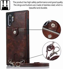 img 1 attached to 👜 Jaorty PU Leather Wallet Case with Necklace Lanyard for Samsung Galaxy Note 10+ Pro/5G - Card Holder & Adjustable Detachable Strap - Brown