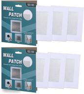 🛠️ drywall repair kit patch - heavy duty 6 pack 4”x4” self-adhesive fiberglass screen patch with extended metal mesh for wall hole repair логотип