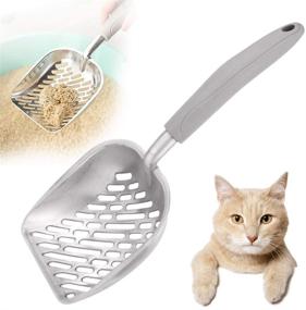 img 4 attached to 🐱 Durable 13.7" Ezeso Cat Litter Scoop Shovel: Fast Sifting Pet Dog Pooper Scooper with Rubber Handle