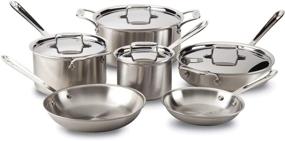 img 4 attached to All-Clad Brushed D5 Stainless Cookware Set, 10-Piece - 8400001085: Premium 5-Ply Stainless Steel Pots and Pans for Professional Grade Cooking