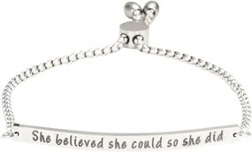 img 2 attached to 💪 A N KINGPiiN She Believed She Could So She Did Bracelet - Silver, Adjustable Chain Link, Personalized Engraved Empowering Affirmation Jewelry for Women - Inspirational Graduation Gift