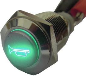 img 1 attached to Enhance Your Car's Aesthetics with ESUPPORT 12V Car Auto Green LED Light Momentary Speaker Horn Push Button Metal Toggle Switch 19mm Socket Plug