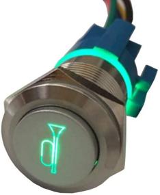 img 3 attached to Enhance Your Car's Aesthetics with ESUPPORT 12V Car Auto Green LED Light Momentary Speaker Horn Push Button Metal Toggle Switch 19mm Socket Plug