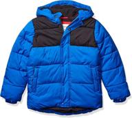 amazon essentials heavy weight hooded puffer boys' clothing : jackets & coats logo