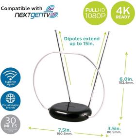 img 3 attached to 📺 Philips Rabbit Ears Indoor TV Antenna: Smart TV Compatible, HDTV 4K 1080P VHF UHF, Tabletop Design, Black, SDV8201B/27