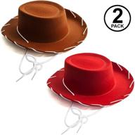 🤠 kids cowboy hat - brown & red funny party hats – children's cowboy costume – western style – 2 pack logo