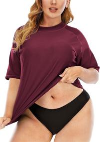 img 2 attached to Halcurt Plus Size Short Sleeve Swim Shirt Rash Guard UPF 50 for Women's Swimwear