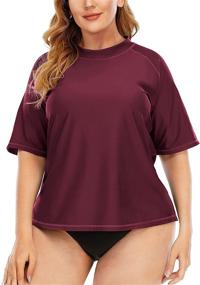 img 4 attached to Halcurt Plus Size Short Sleeve Swim Shirt Rash Guard UPF 50 for Women's Swimwear