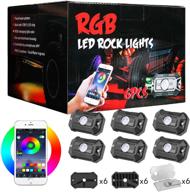 🌈 многоцветные rgb led-камни rock lights от niwaker - 6 штук с управлением через приложение, режимом музыки, таймером, водонепроницаемым наружным колесным светом для utv, atv, suv, автомобилей, грузовиков, rzr внедорожников логотип